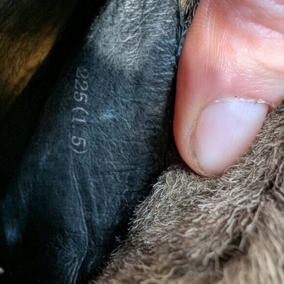 Vinsor Brown Leather Fold Over Fur Heel Boots Lug Sole Women Size 225 - Picture 8 of 9